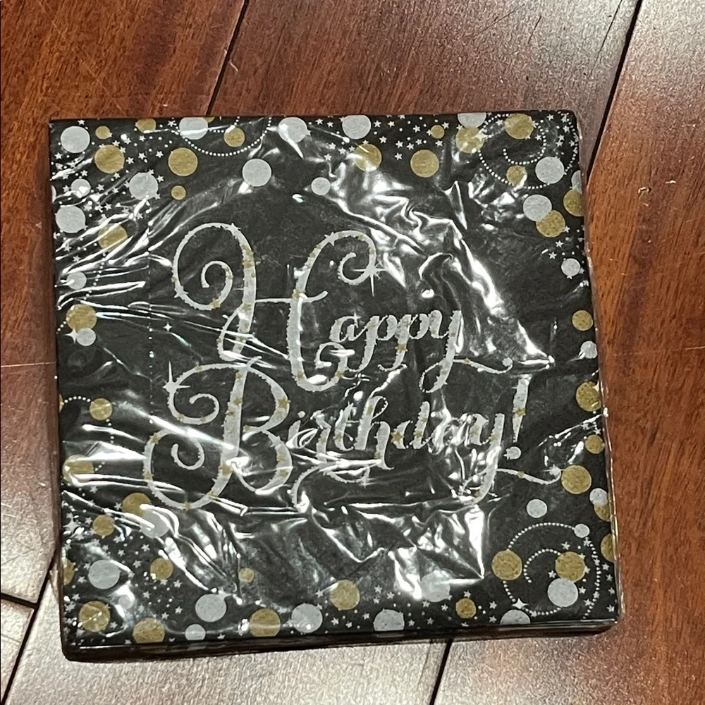 Black and Gold Happy Birthday Napkins Must bundle
